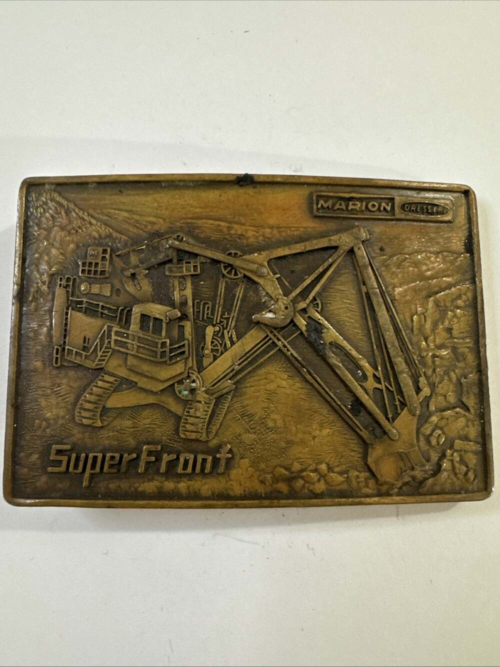 Vintage Marion Dresser SuperFront Electric Mining Shovel Brass Belt Buckle